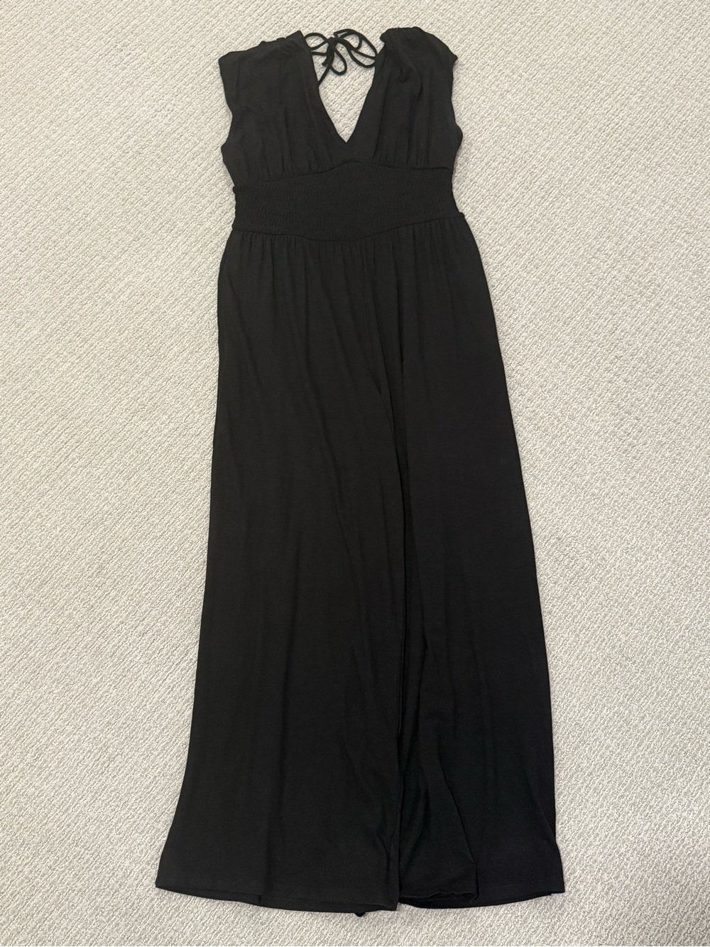 Old Navy Black Smocked Waist Halter Jumpsuit Size Small